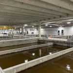 Water inside of a water treatment facility