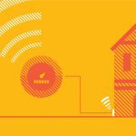 An illustrated house with signalling equipment sending waves out from the meter