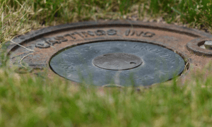 Closeup of water irrigation cover