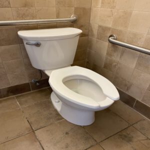 img_4346 Toilet in a public restroom with tile walls and silver hand rails